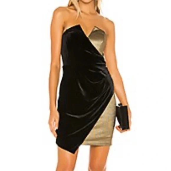 bcbg black and gold dress Sequin Crepe Dress Gold & Black Combo / 6 main image 1